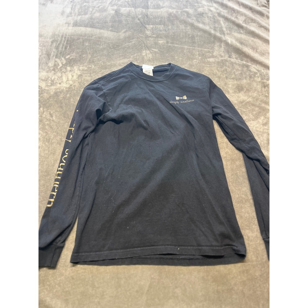 Simply Southern Small Long Sleeve Black Graphic Tee I Love Jesus A‎ Latte